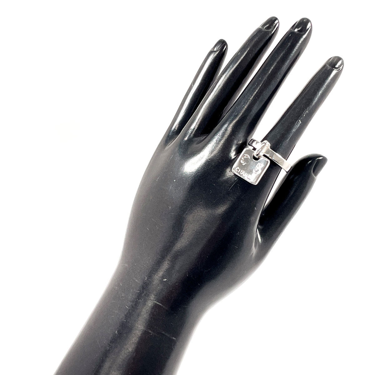 CHANEL Ring Camellia No.5 Clover plate Silver #US 5 3/4