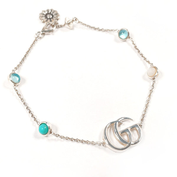 GUCCI bracelet 527393 Double G mother-of-pearl bracelet Silver925/Blue Topaz/Mother of pearl Silver Women Second hand