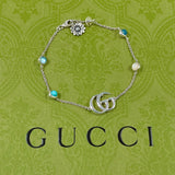 GUCCI bracelet 527393 Double G mother-of-pearl bracelet Silver925/Blue Topaz/Mother of pearl Silver Women Second hand
