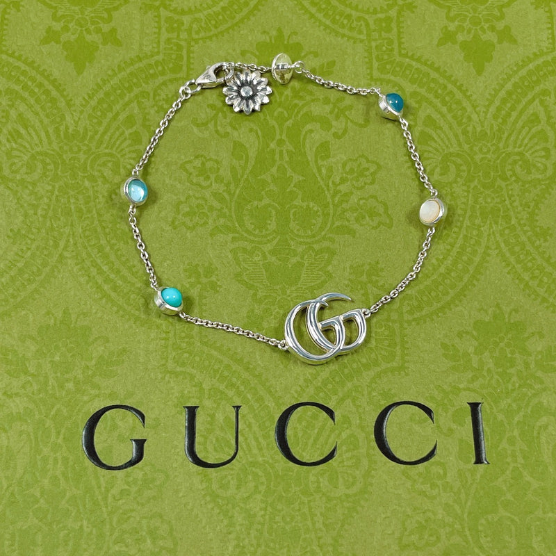 GUCCI bracelet 527393 Double G mother-of-pearl bracelet Silver925/Blue Topaz/Mother of pearl Silver Women Second hand