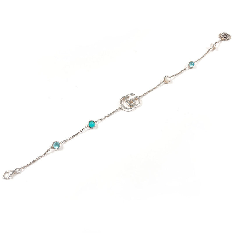 GUCCI bracelet 527393 Double G mother-of-pearl bracelet Silver925/Blue Topaz/Mother of pearl Silver Women Second hand