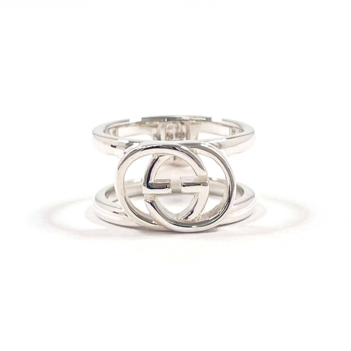 GUCCI Ring Interlocking G Wide ring Silver925 #US 4 Silver Women 