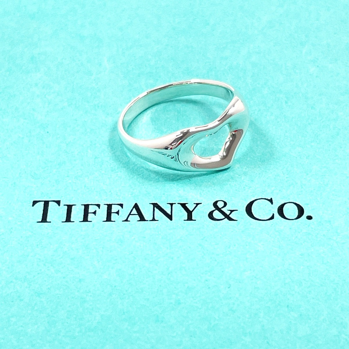TIFFANY&Co. Ring Open heart Elsa Peretti Silver925 #US 5 1/2