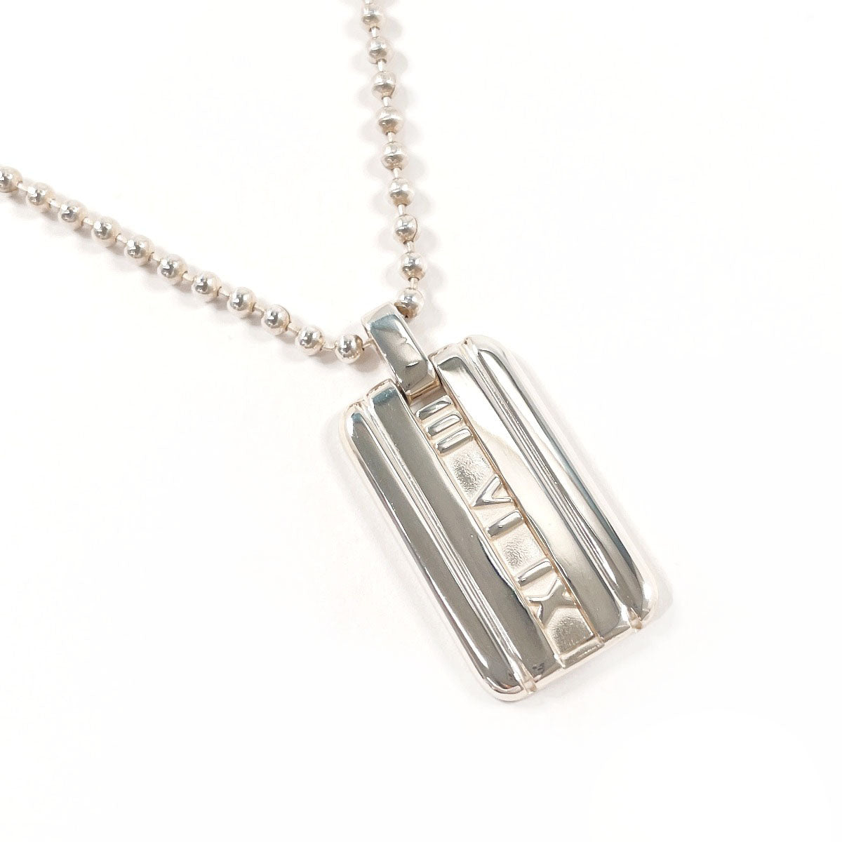 TIFFANY&Co. Necklace Atlas plate Ball chain Silver925 Silver
