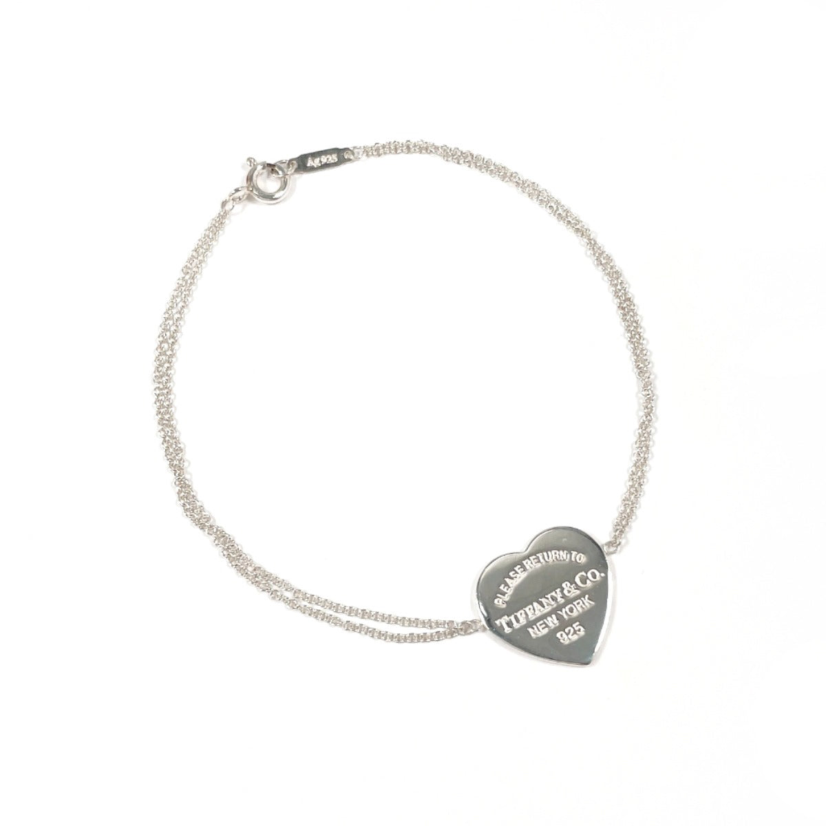 TIFFANY&Co. bracelet Return to heart tag Double Chain Silver925