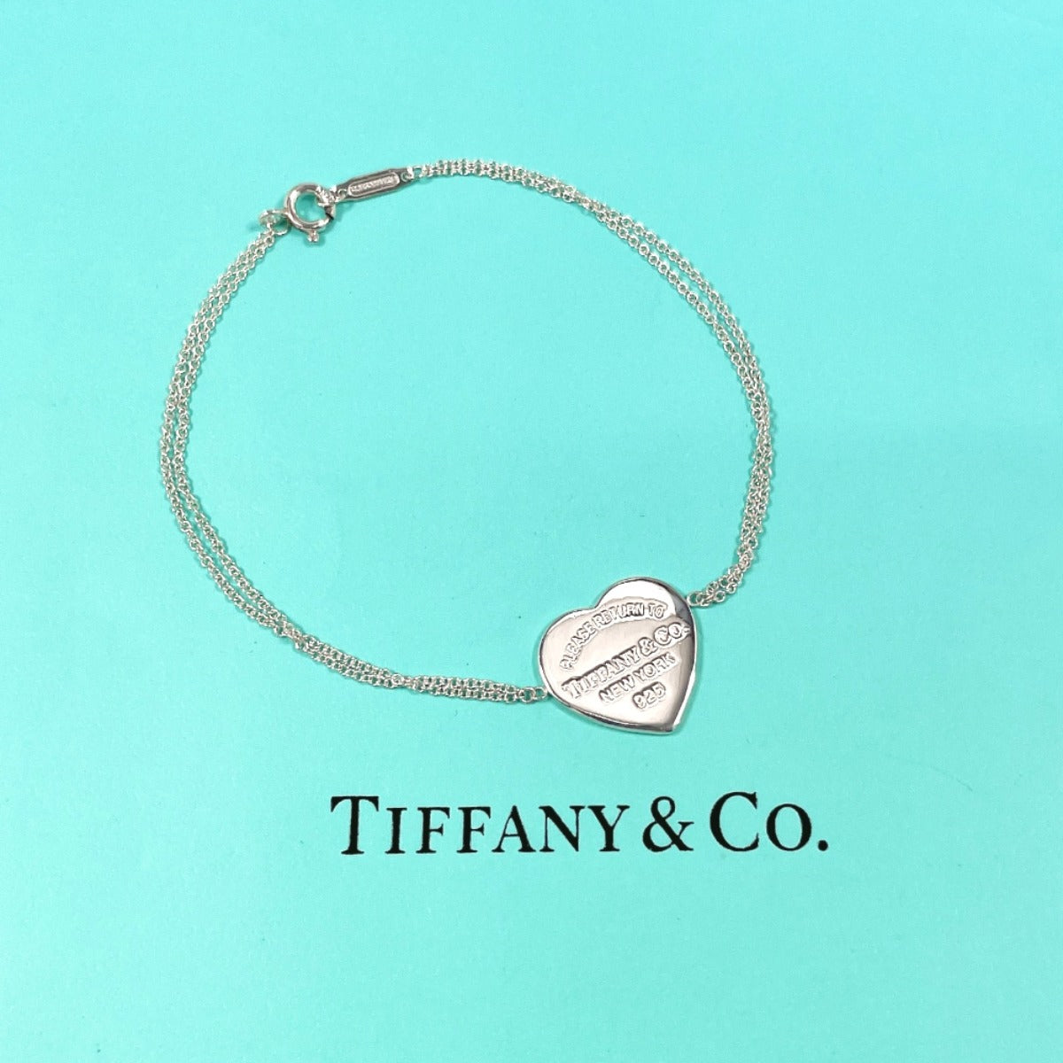 TIFFANY&Co. bracelet Return to heart tag Double Chain Silver925