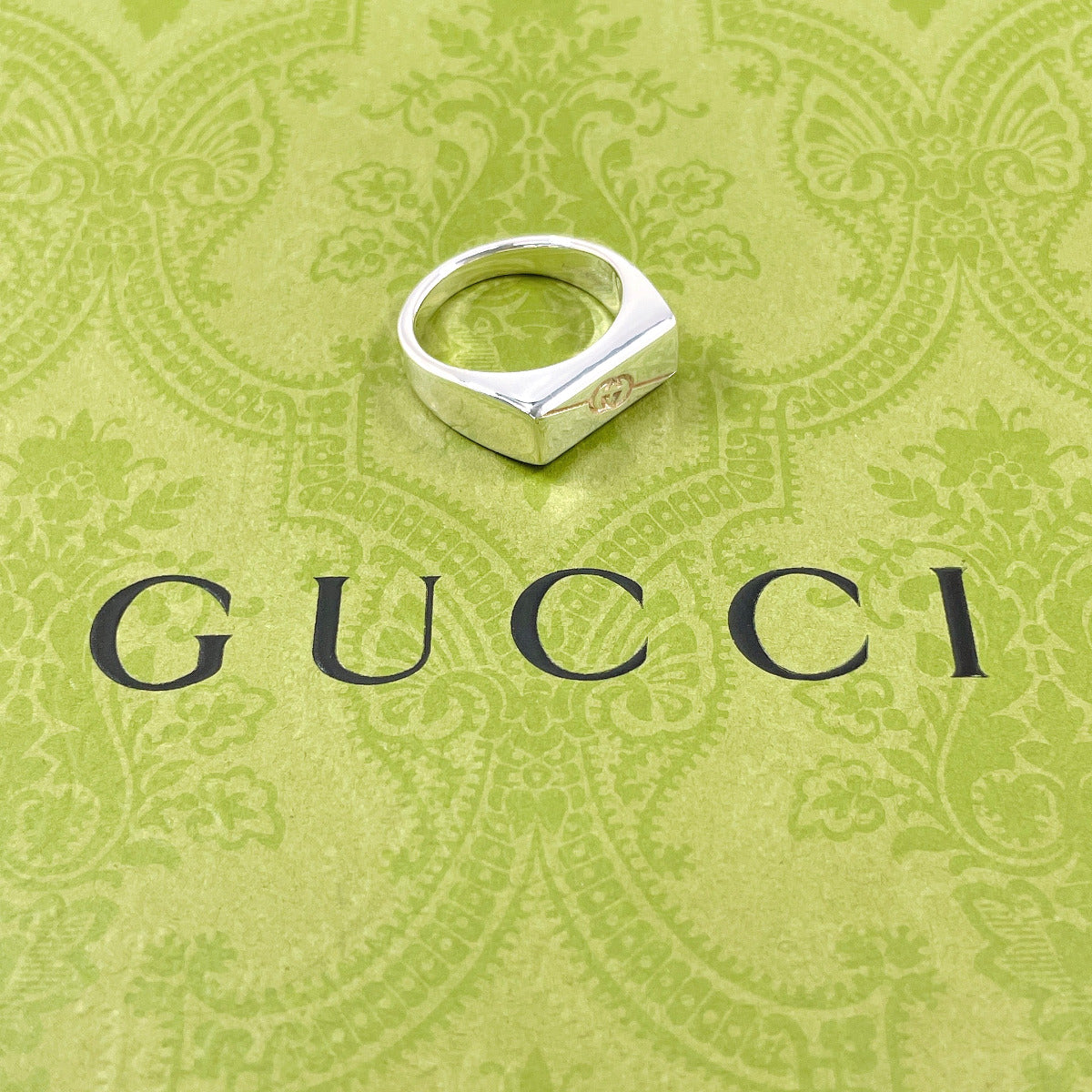 GUCCI Ring Diagonal Interlocking G Sterling Silver 925 US Size