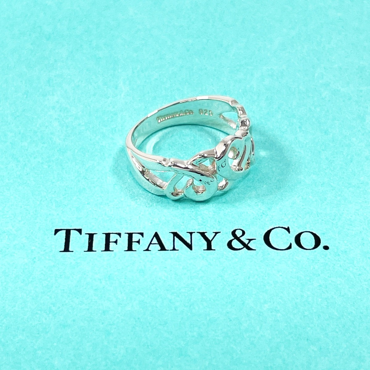 TIFFANY&Co. Ring Triple rubbing heart Paloma Picasso Silver925 #US