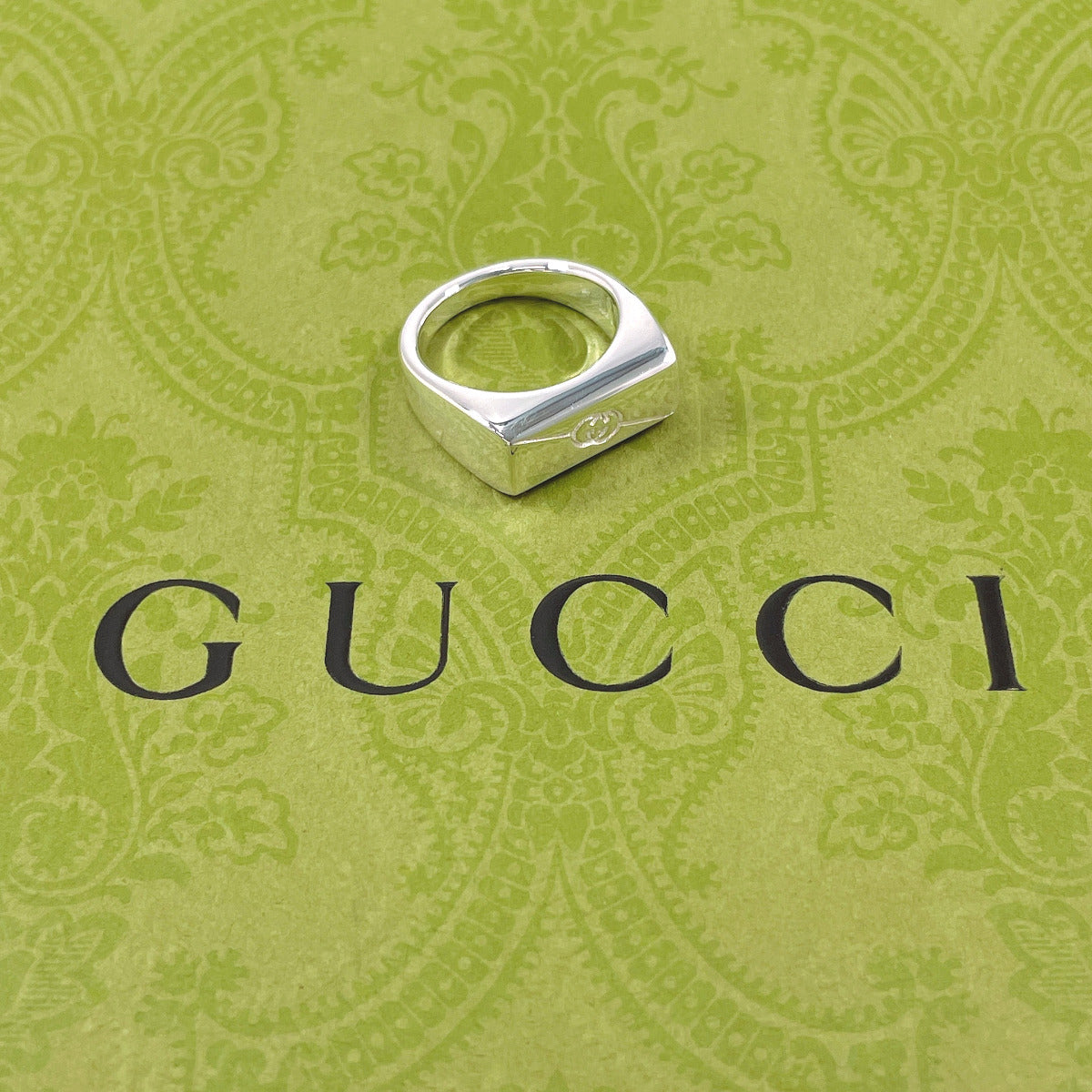 GUCCI Ring Diagonal Interlocking G Sterling Silver 925 US Size