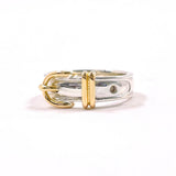 HERMES Ring Saintur Silver925/K18 yellow gold #US 5 Silver Silver Women Second hand
