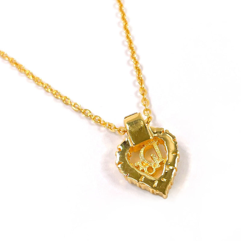Christian Dior Necklace Heart logo vintage Gold Plated/Rhinestone