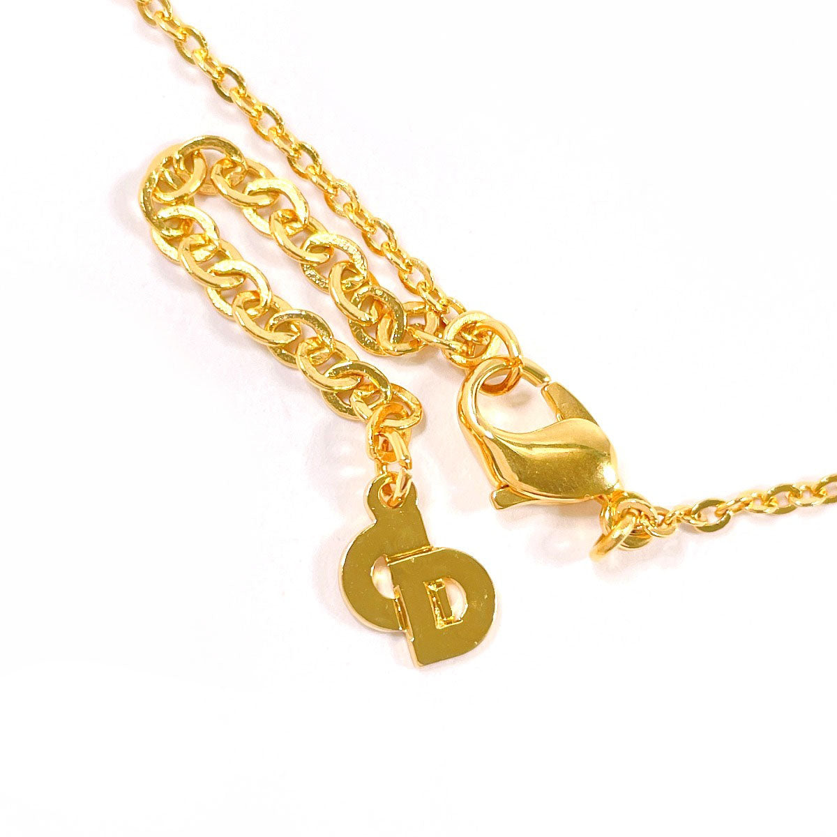 Christian Dior Necklace Heart logo vintage Gold Plated/Rhinestone