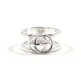 GUCCI Ring Interlocking G Wide ring Silver925 #US 7 Silver mens Second hand