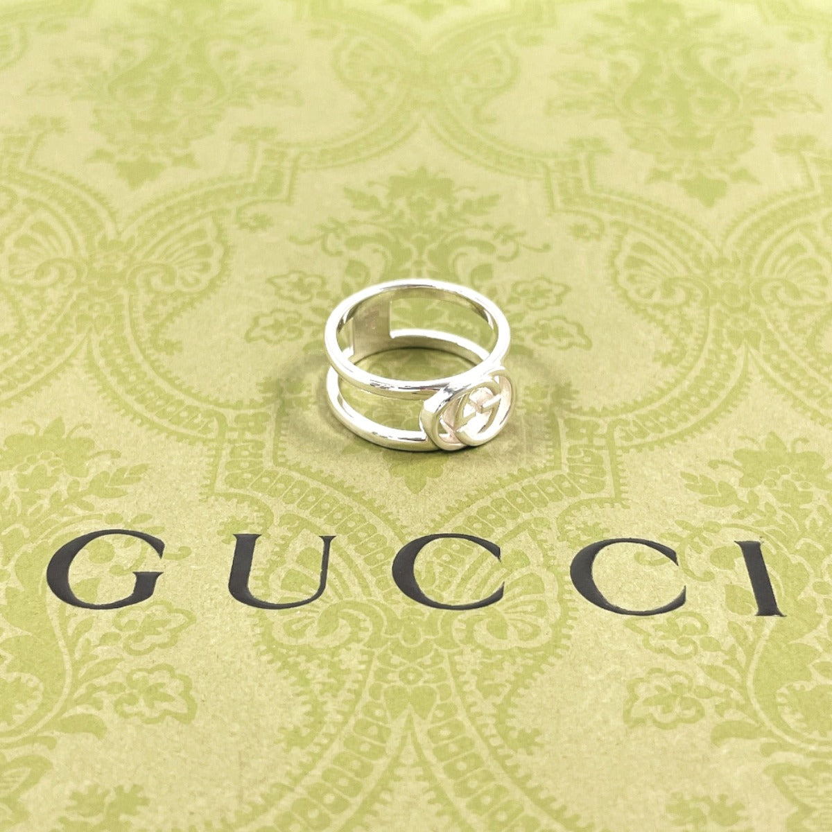 GUCCI Ring Interlocking G Wide ring Silver925 #US 7 Silver mens