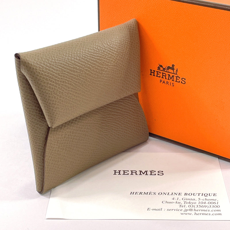 HERMES coin purse Bastia Epsom Brown Brown BCarved seal Women Second hand