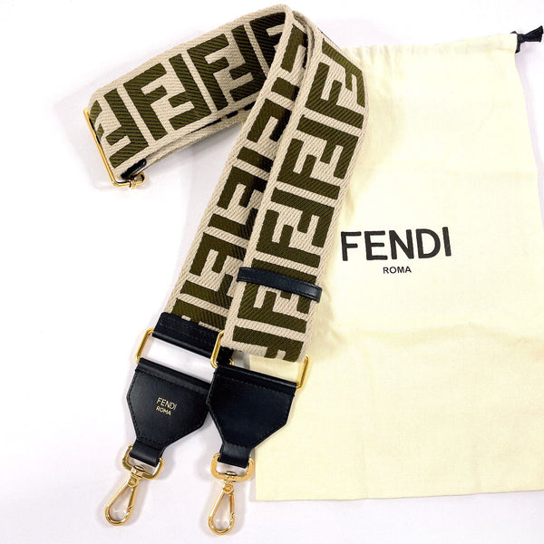 FENDI Shoulder strap Strap you Zucca canvas/leather beige beige unisex Used