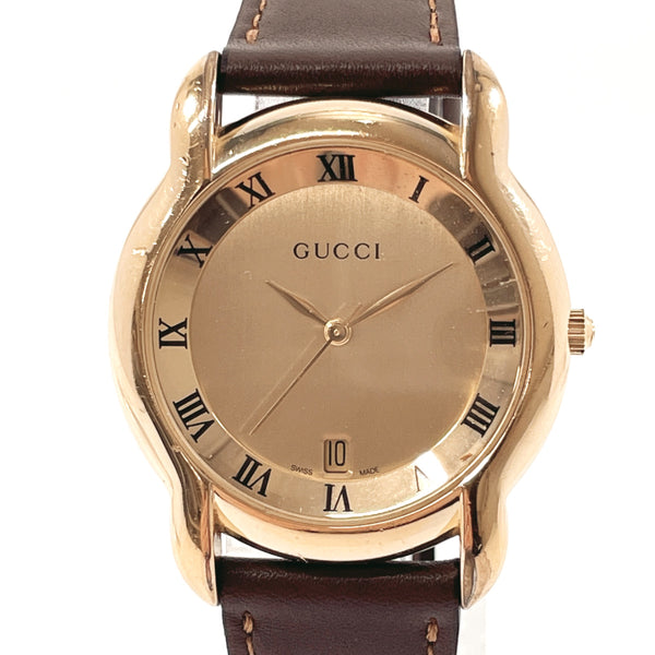 GUCCI Watches 5100M Gold Plated/leather gold gold mens Used