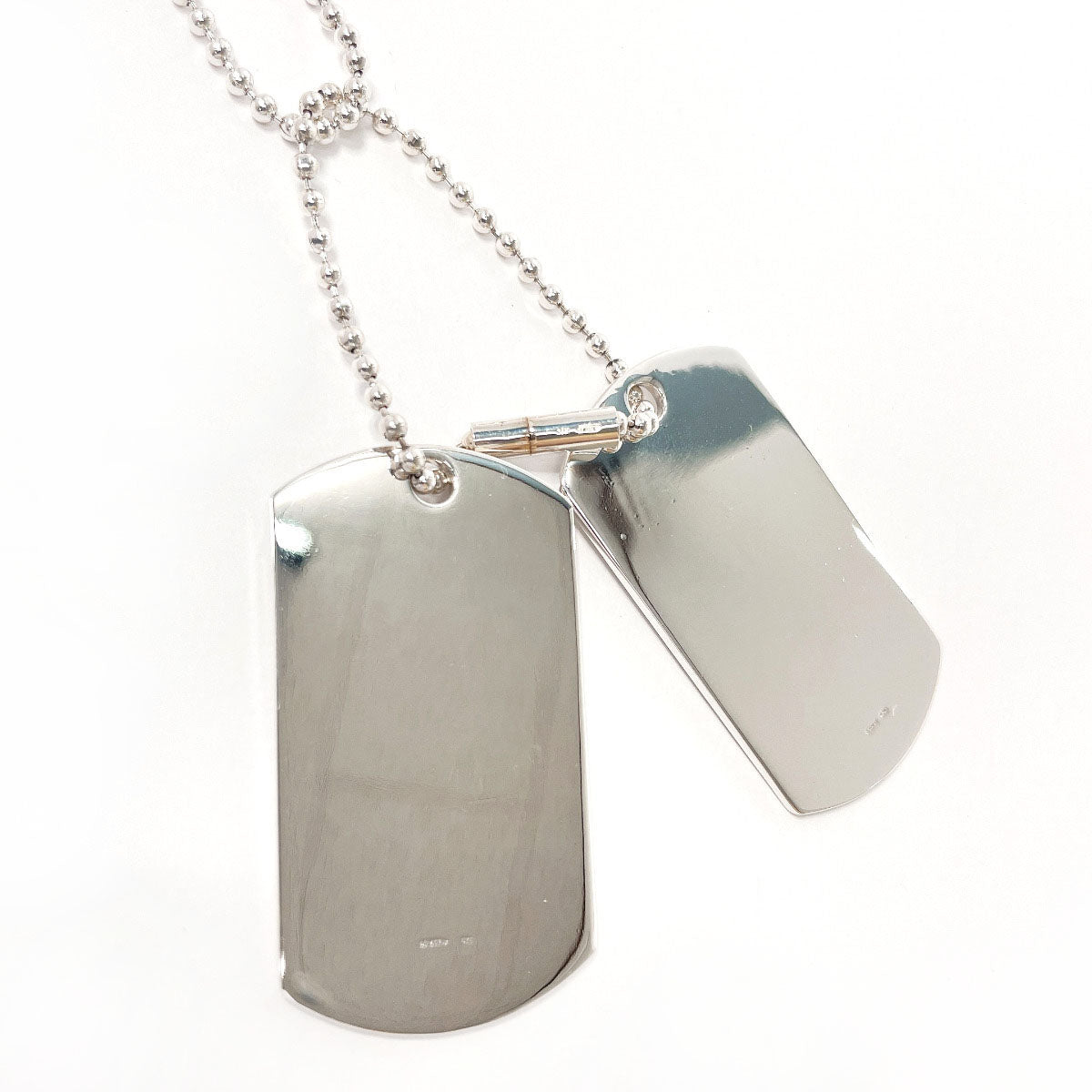 GUCCI Necklace dog tag double plate Ball chain Silver925 Silver