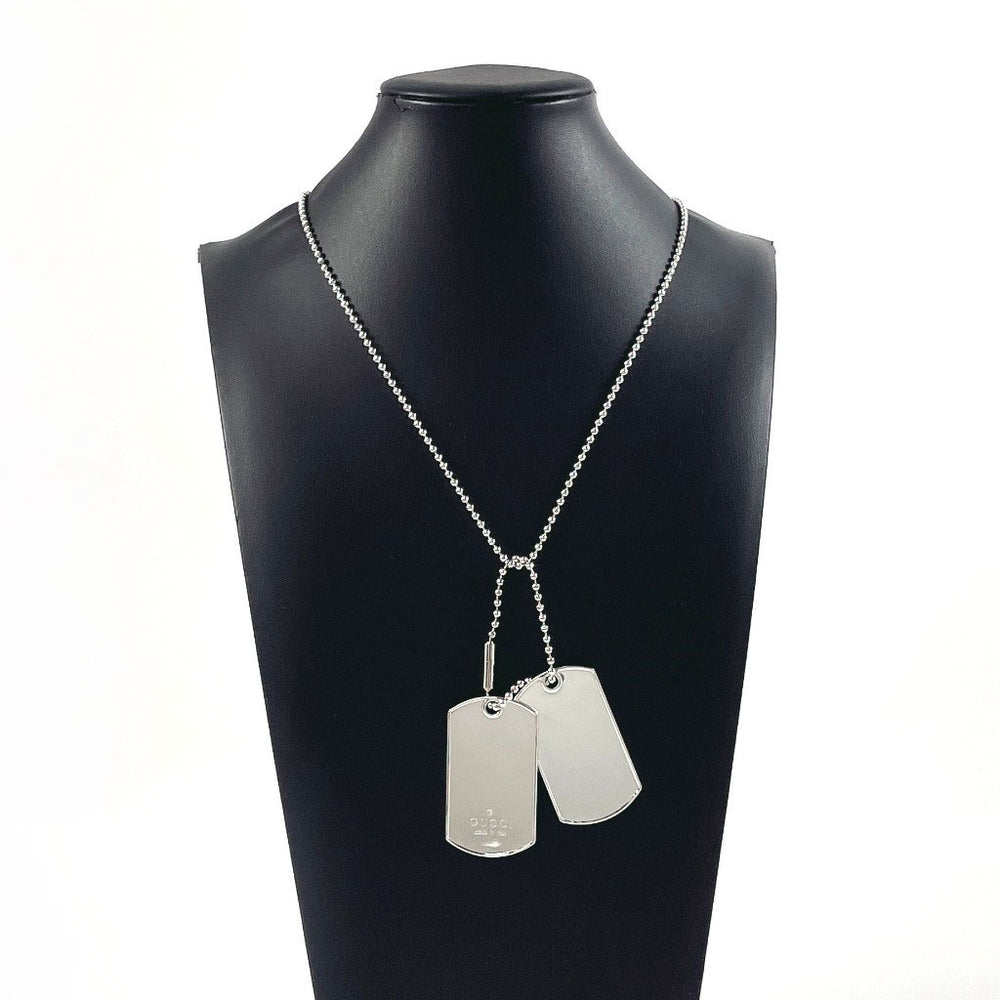 GUCCI Necklace dog tag double plate Ball chain Silver925 Silver