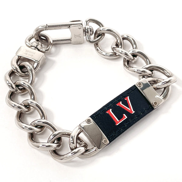 LOUIS VUITTON bracelet M68104 My LV Chain metal/leather Silver unisex Used