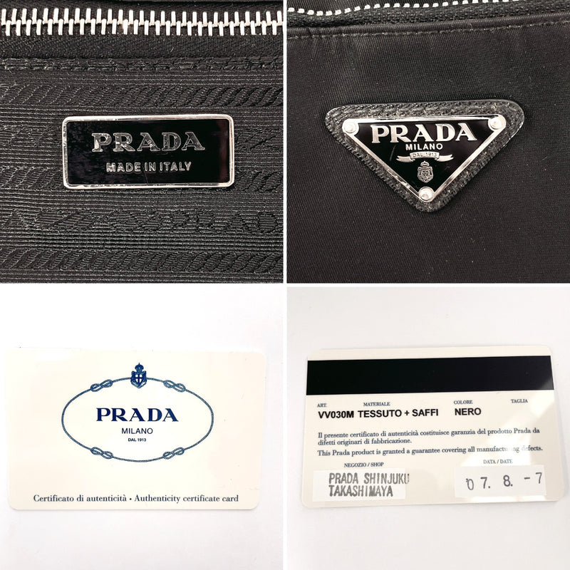 PRADA suitcase VV030M Nylon/Safiano leather Black unisex Used