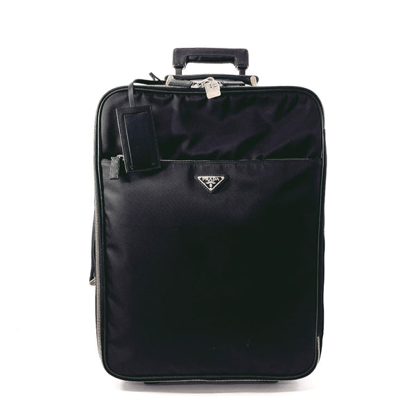 PRADA suitcase VV030M Nylon/Safiano leather Black unisex Used