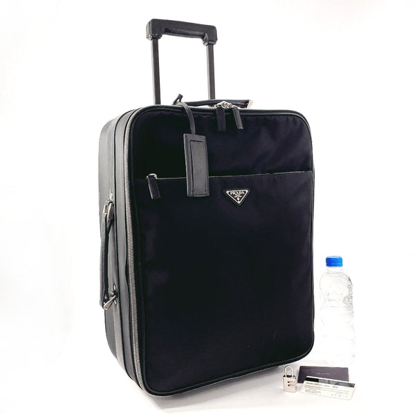 PRADA suitcase VV030M Nylon/Safiano leather Black unisex Used