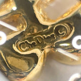 Christian Dior Brooch Emblem logo vintage metal/Rhinestone gold unisex Used