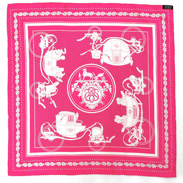 HERMES scarf Carre 55 Ex-Libris carriage silk pink Women Used