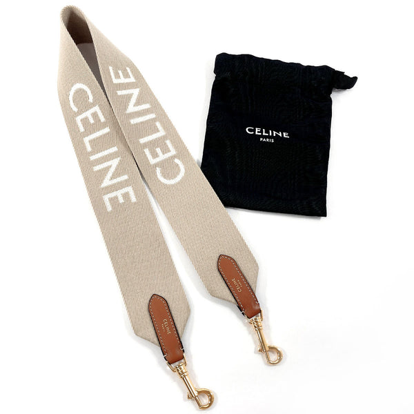 CELINE Shoulder strap 49S022AEP.03BW jacquard short strap wool/Calfskin beige Women Used