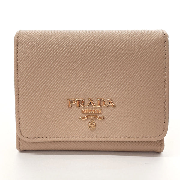 PRADA Tri-fold wallet IMH176 Safiano leather beige Women Used