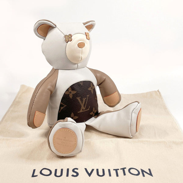 LOUIS VUITTON Other miscellaneous goods GI0142 Dudu Louis Stuffed teddy bear Monogram canvas/leather Brown Brown unisex Used