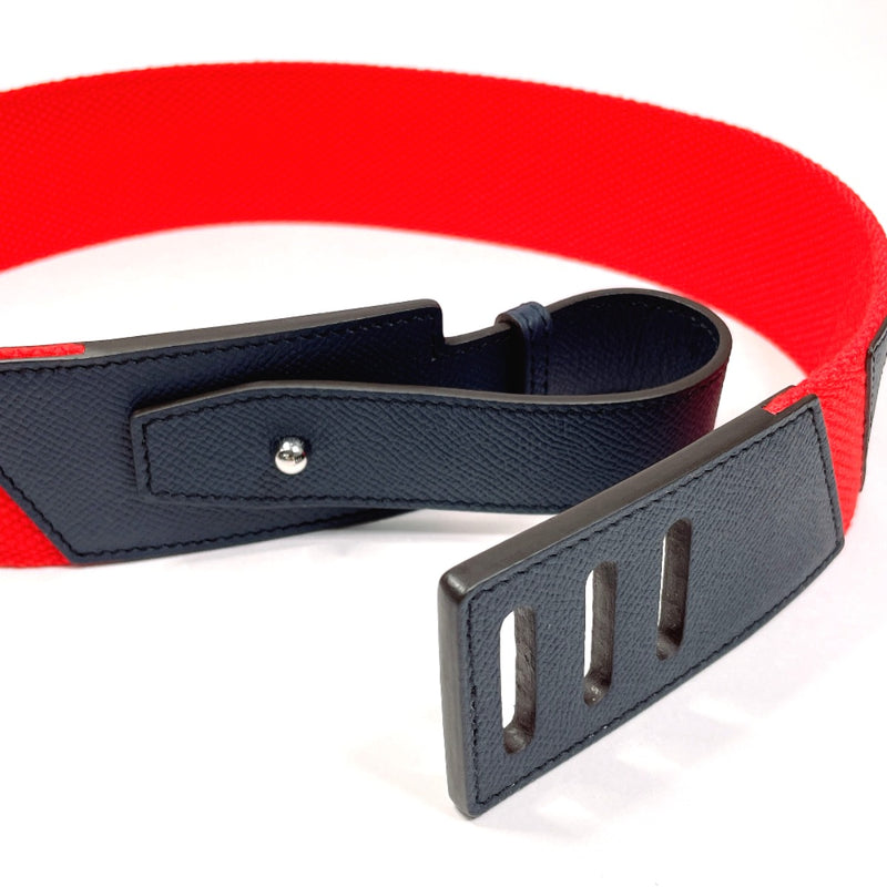 HERMES belt Croisière H canvas/Epsom Red Red ZCarved seal Women Used