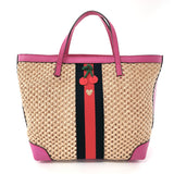 GUCCI Handbag 410818 Cherry Kids line Raffia/leather beige beige Kids Used