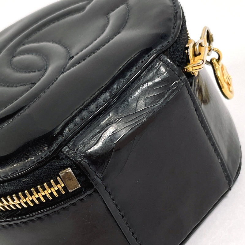 CHANEL Pouch Jewelry case COCO Mark Patent leather Black Women Used