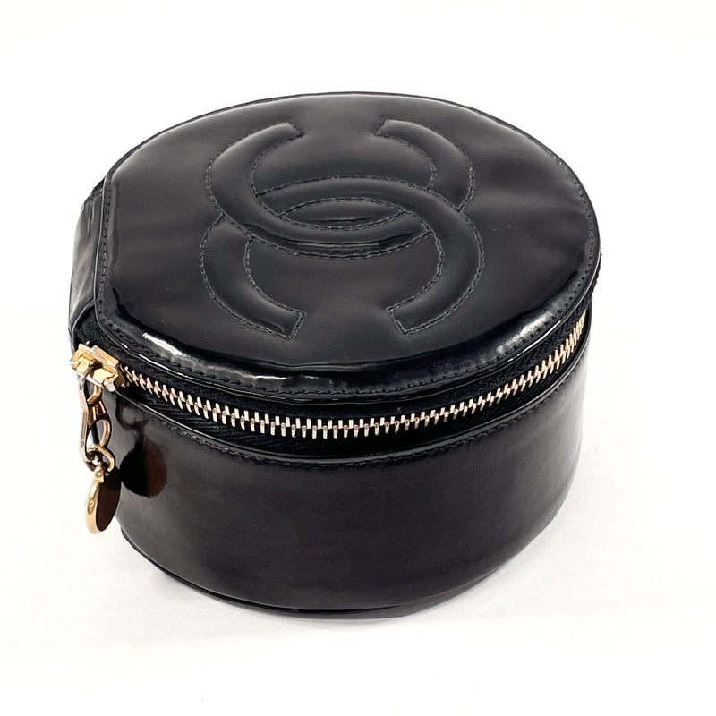 CHANEL Pouch Jewelry case COCO Mark Patent leather Black Women Second hand