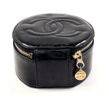 CHANEL Pouch Jewelry case COCO Mark Patent leather Black Women Used