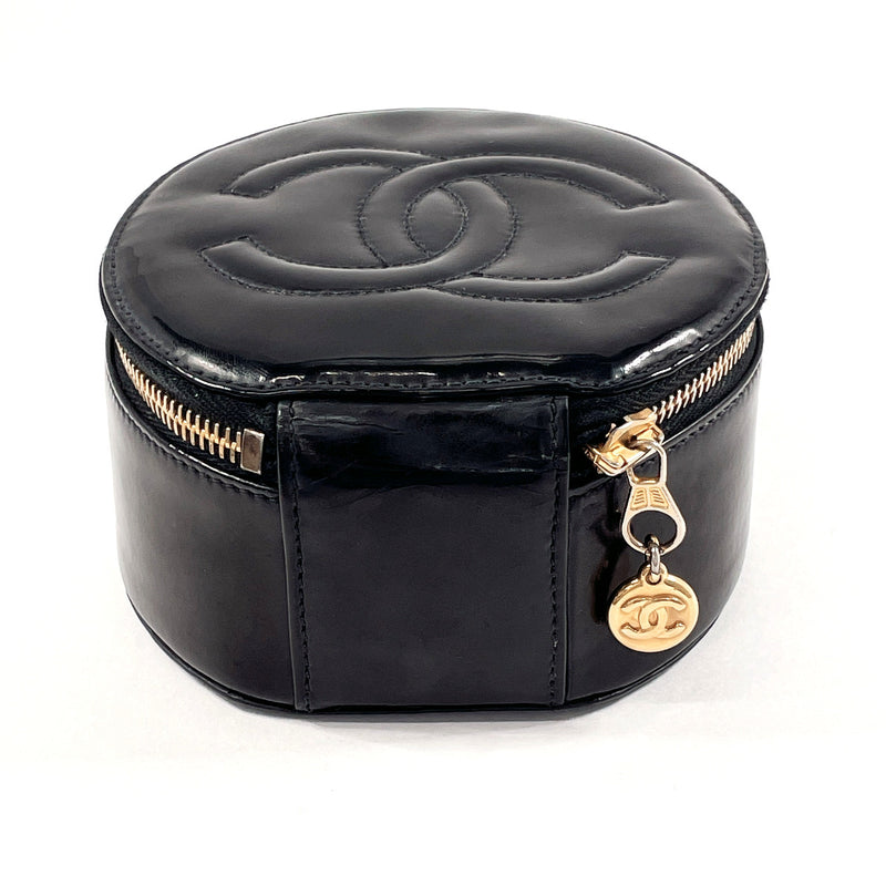 CHANEL Pouch Jewelry case COCO Mark Patent leather Black Women Second hand