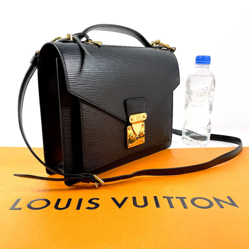 LOUIS VUITTON Handbag M52122 Monceau 2WAY Epi Leather Black Black Women Used