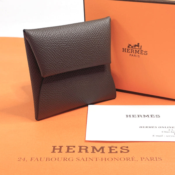 HERMES coin purse Bastia Epsom Dark brown Dark brown BCarved seal unisex New