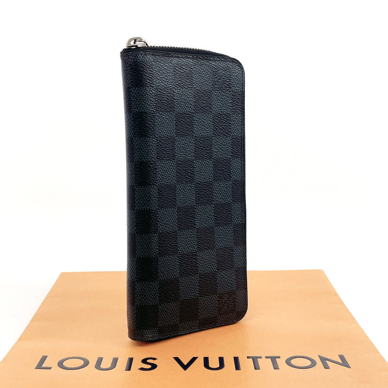 LOUIS VUITTON purse N62240 Zippy Wallet Vertical Damier Cobalt Black mens Used