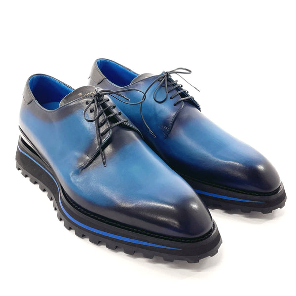 LOUIS VUITTON Dress shoes Goncourt line leather/rubber blue mens Used