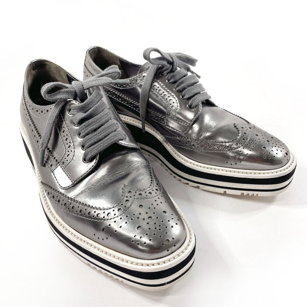 PRADA Dress shoes 1E722E Wing tip leather/rubber Silver Women Used
