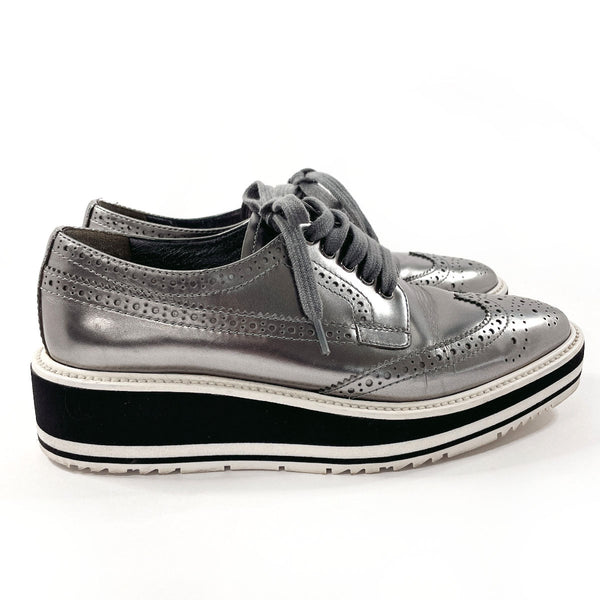 PRADA Dress shoes 1E722E Wing tip leather/rubber Silver Women Used