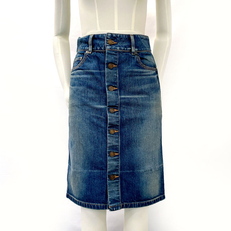 SAINT LAURENT PARIS skirt 663874 Y945Q Denim skirt cotton blue Women Used