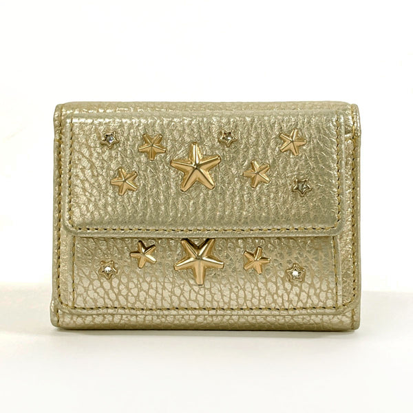 JIMMY CHOO Tri-fold wallet WDS 142 nemo star studs Compact wallet leather gold Women Used