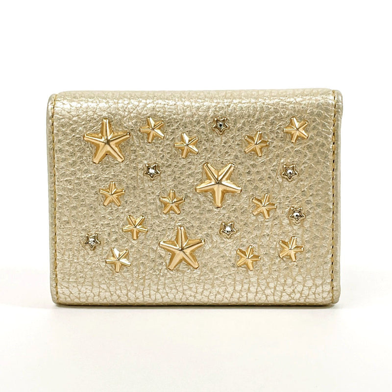 JIMMY CHOO Tri-fold wallet WDS 142 nemo star studs Compact wallet leather gold Women Used