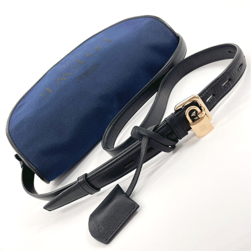 LOEWE Shoulder Bag Heritage canvas/leather Navy unisex Used