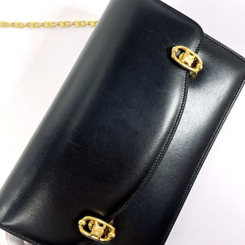 CELINE Shoulder Bag vintage ChainShoulder leather Black Women Used