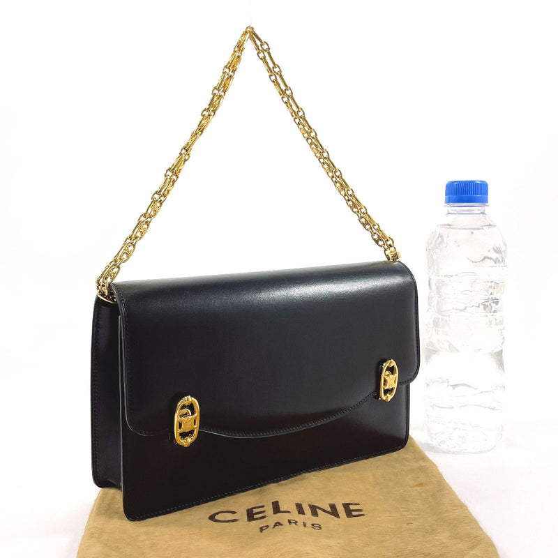 CELINE Shoulder Bag vintage ChainShoulder leather Black Women Used